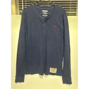 True Religion Thermal Shirt Large Black Cotton Long Sleeves Blue